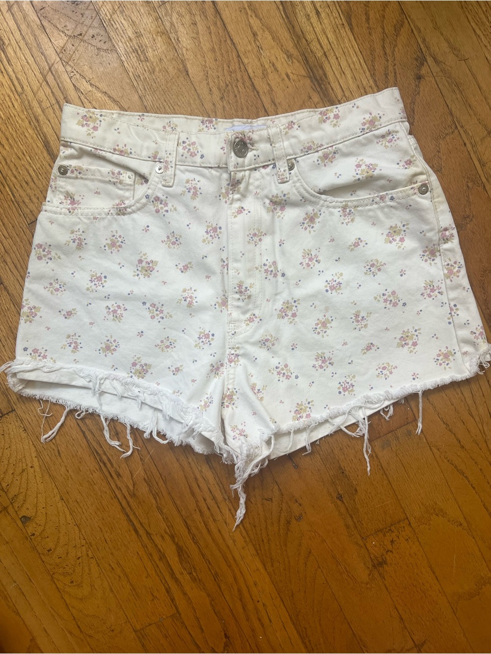 Zara floral denim shorts